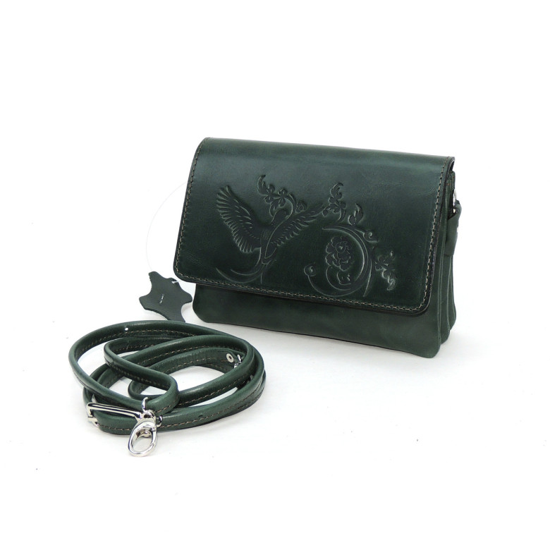 Женская сумочка кошелёк Natalia Kalinovskaya С53, «Ким» Птица зеленая Женская сумочка кошелёк Natalia Kalinovskaya С53, «Ким» Птица зеленая