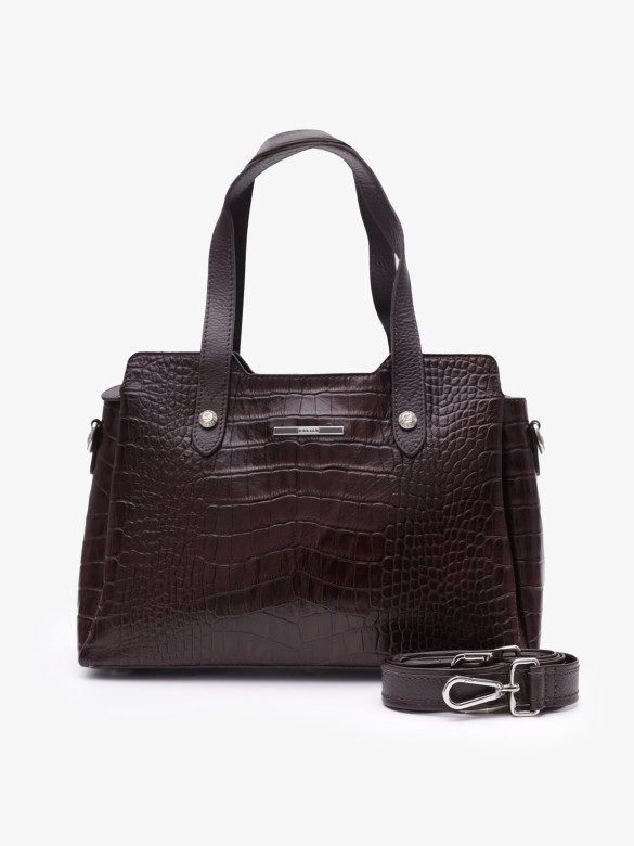Сумка женская Karya 2390 тёмно-коричневый крокодил