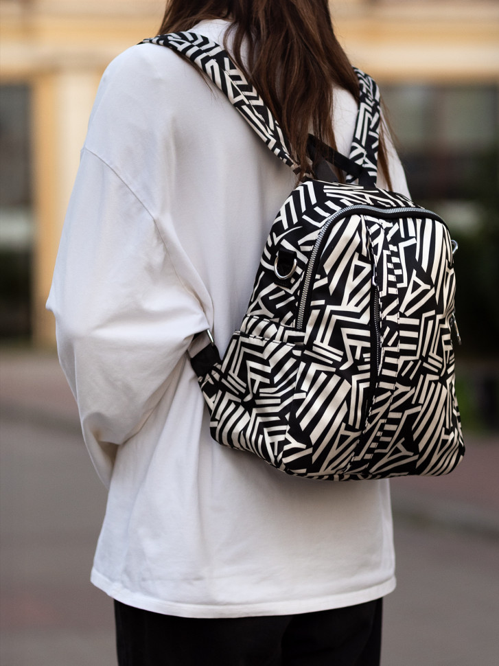 Сумка-рюкзак Jielshi 5228 бежево-чёрная