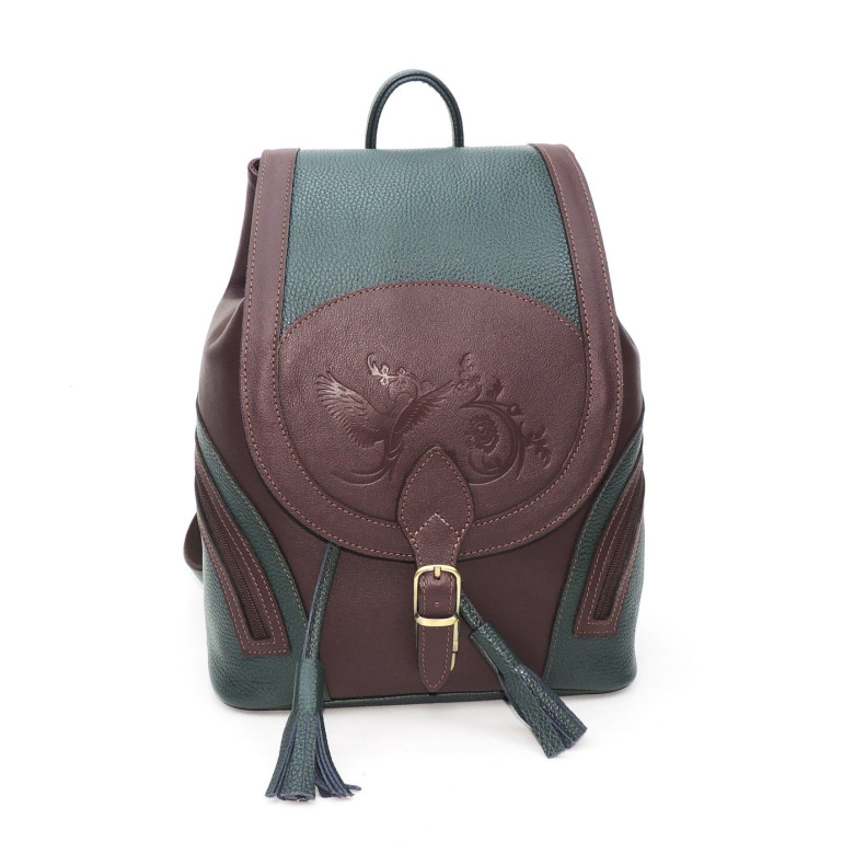 Рюкзак женский Natalia Kalinovskaya, "Дженис" зеленый/бордо