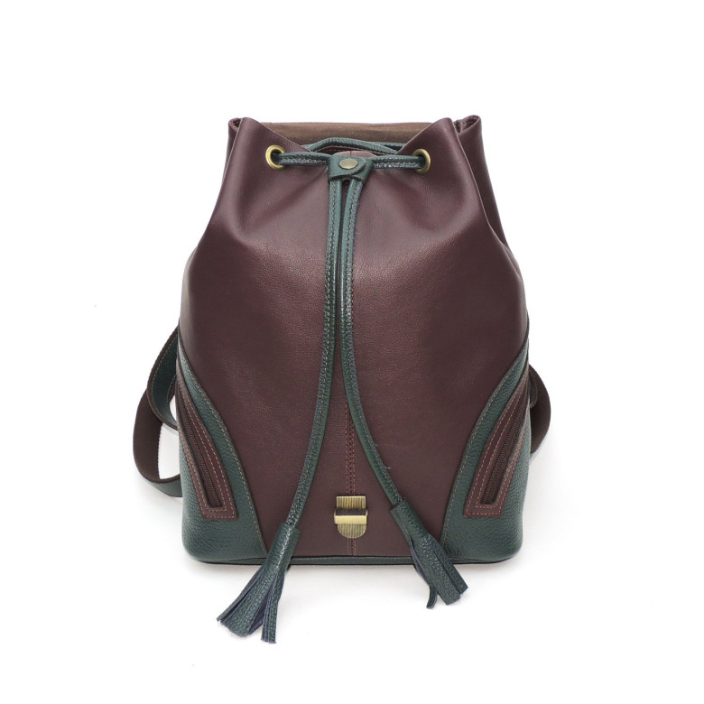 Рюкзак женский Natalia Kalinovskaya, "Дженис" зеленый/бордо