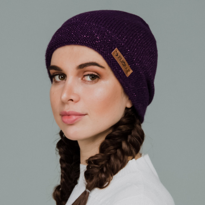 Шапка женская Flioraj 347FJ темно-лиловая Шапка женская Flioraj 347FJ темно-лиловая